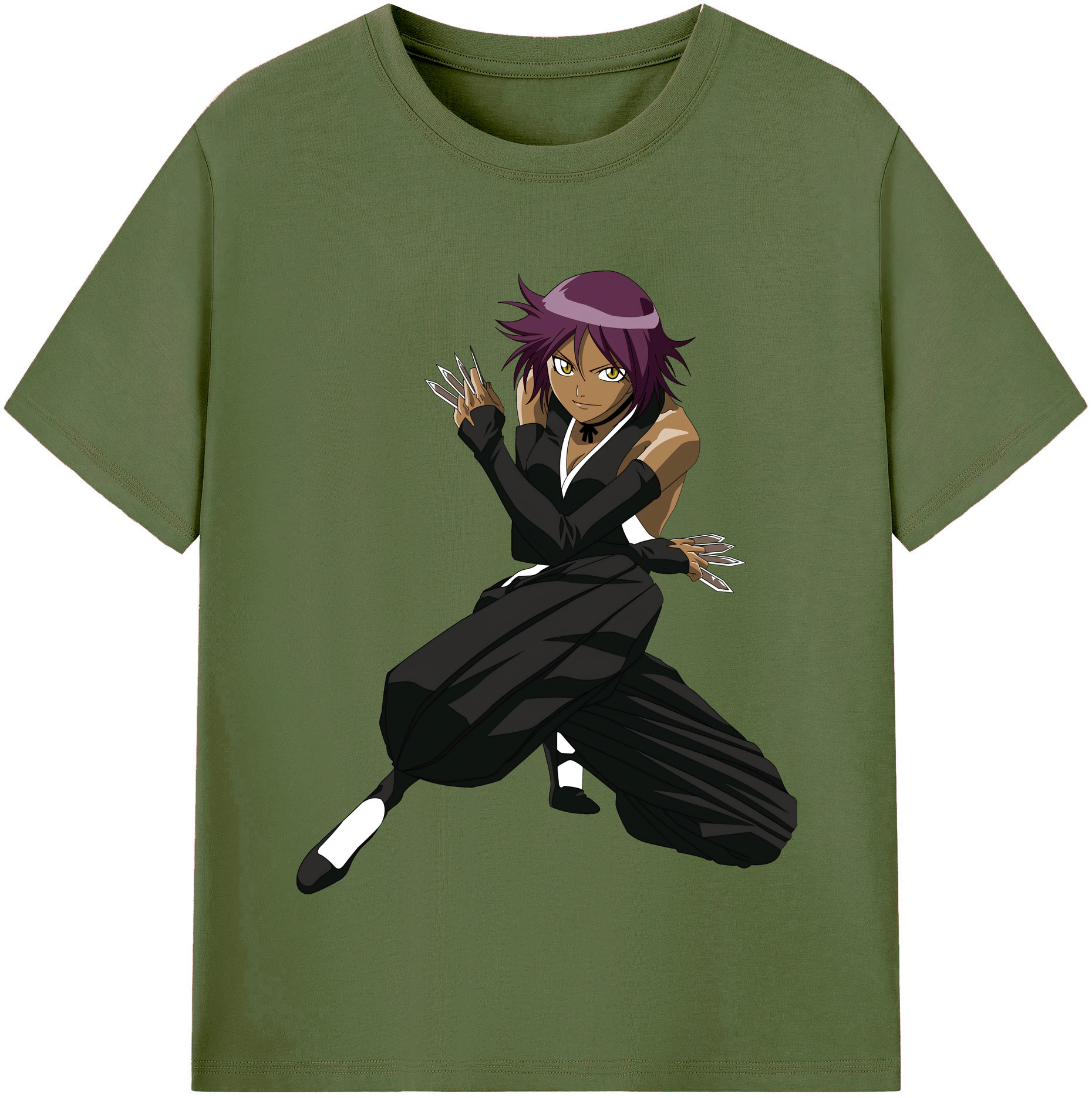 （画像用） ブリーチ 四楓院 夜一（しほういん よるいち） BLEACH Shihouin Yoruichi 綿100％半袖Tシャツ（フロントプリント）